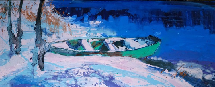 Boat Large Painting 150x60cm Ready To Hang Artfinder