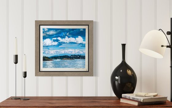 Clouds, boat  and water