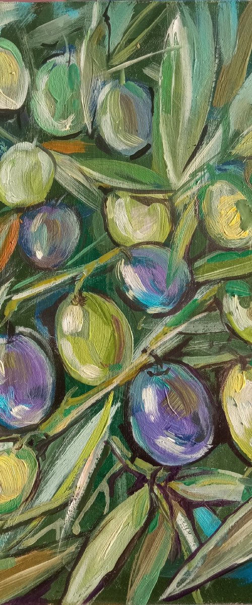 Olive Branch Painting by Alina Skorokhod
