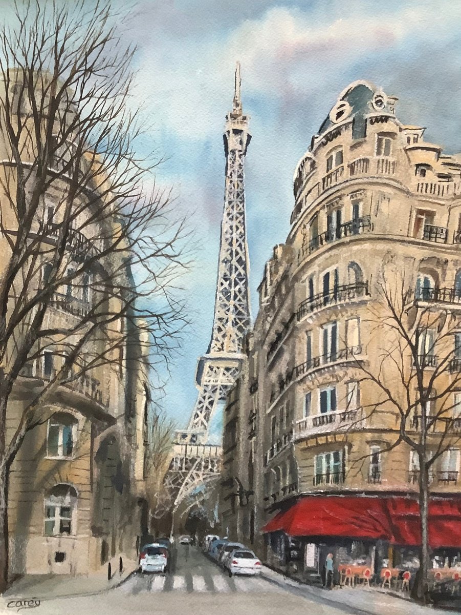 Impressionistic Cityscapes Painting By Darren Carey, 11 X 15, Paris, Eiffel Tower, Original Artwork