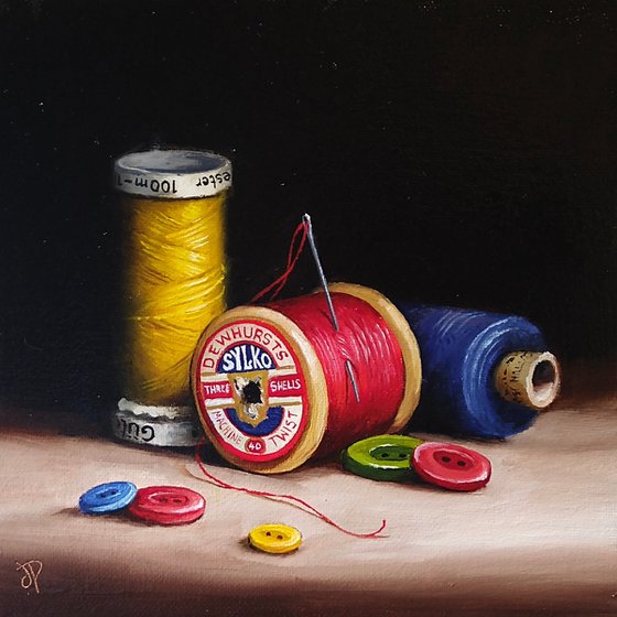 Threads and buttons still life