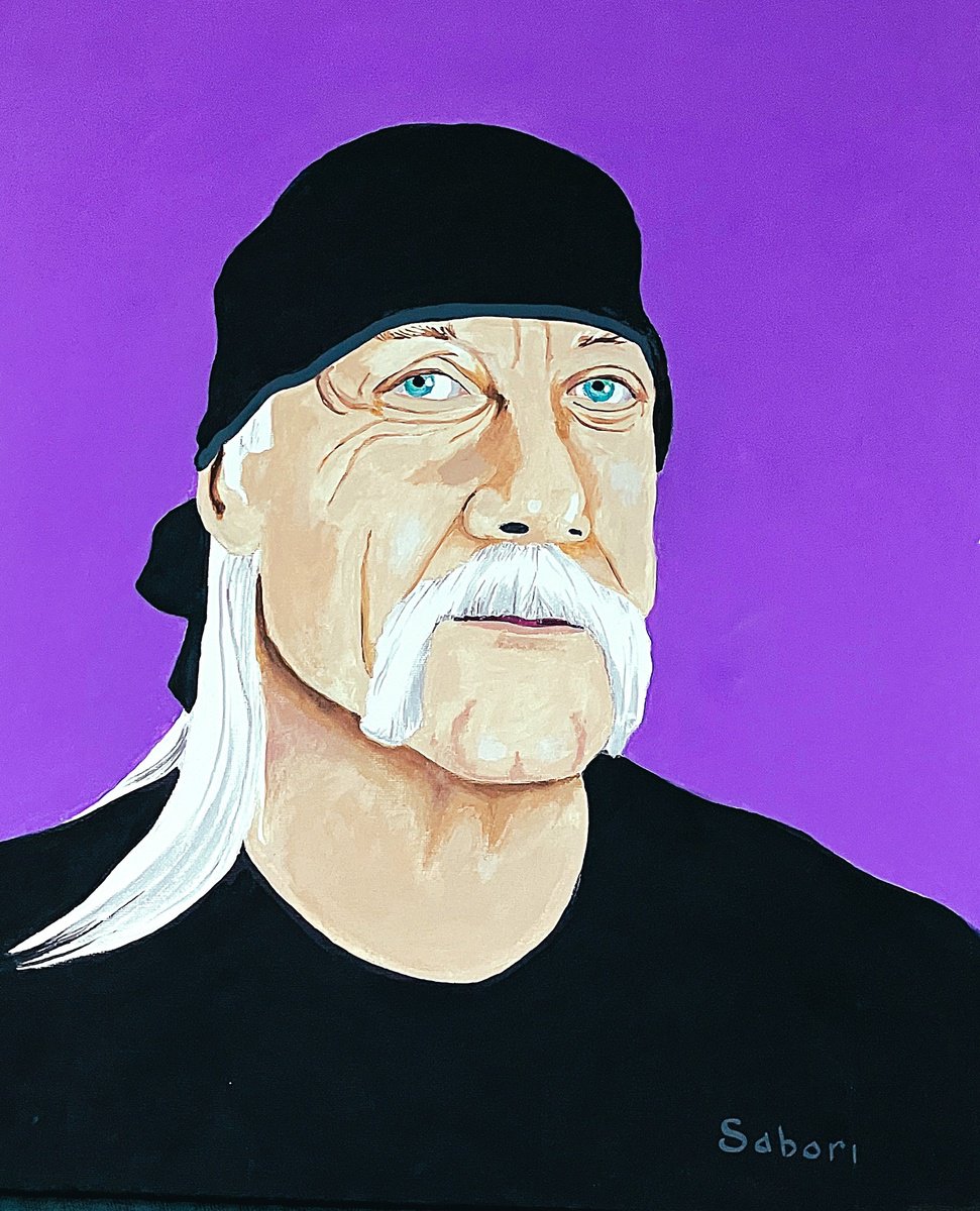 Impressionistic Portrait Acrylic Painting By Andrew Sabori, 16 X 20, Hulk Hogan- Wrestler, Original Artwork
