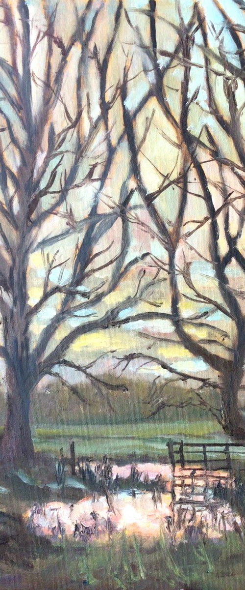 Norfolk Trees, early evening by Julian Lovegrove Art