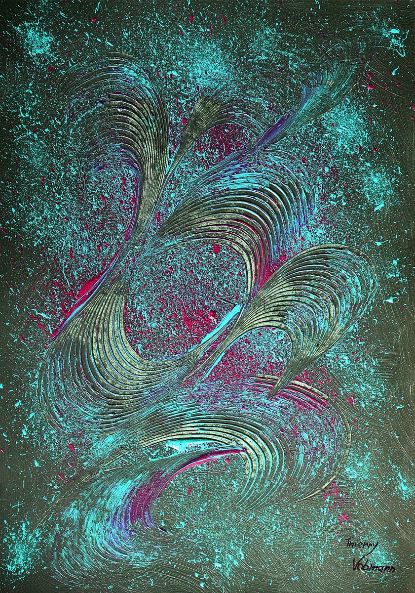 Abstract Acrylic Painting By Thierry Vobmann. Abstract ., 12 X 17", Ideal Gift 104, Original Artwork