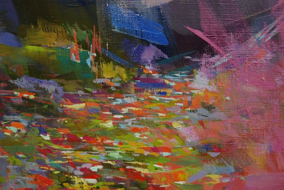 Colorful Landscape Painting, " Mountainous Spring "