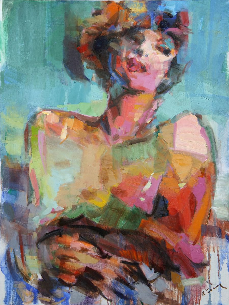 Oil Painting on Canvas Female portrait by Eugene Segal
