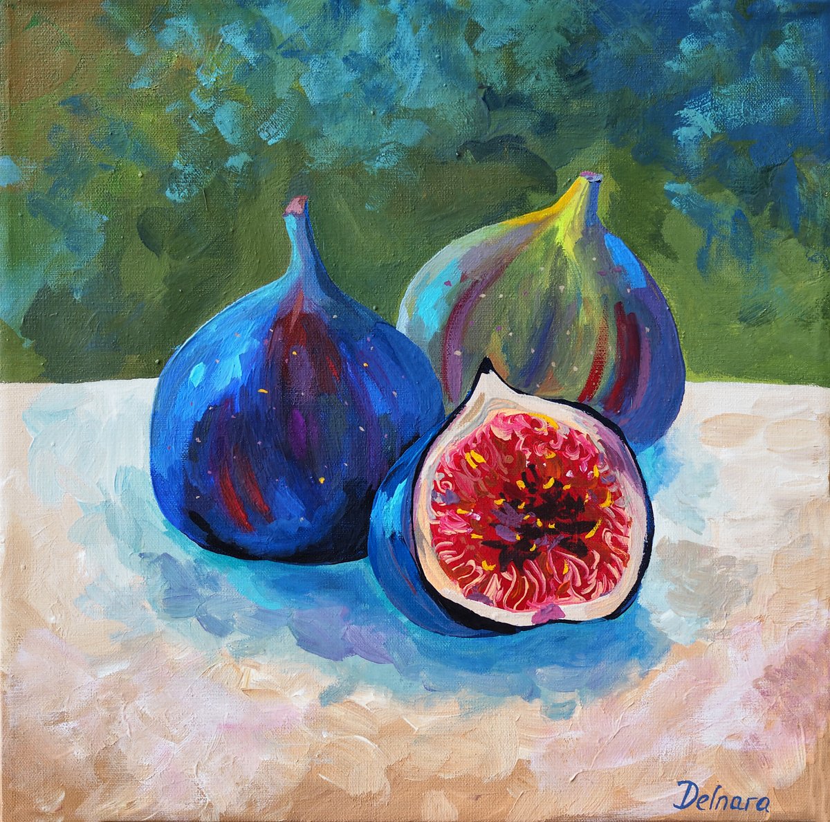 Impressionistic Painting , Still Life With Figs By Delnara El, 10 X 10, Artwork For Sale On Artfinder