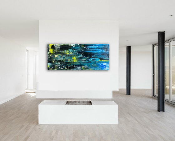 "That Will Leave A Mark" - FREE USA SHIPPING - Original PMS Abstract Acrylic Painting On Reclaimed Wood - 48" x 20"