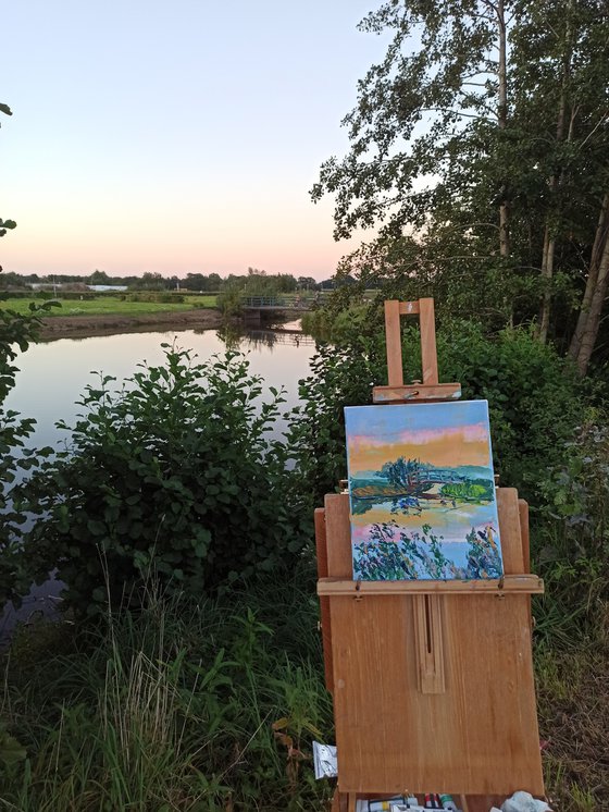 Small bridge at sunset