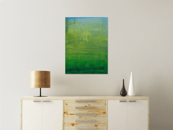 Green fields - minimalistic abstract painting