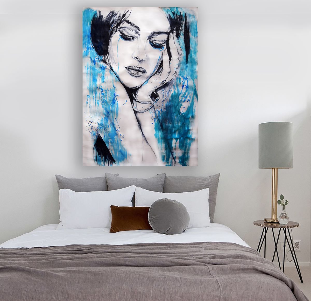 Italiana / Large Portrait painting on Canvas 100 cm x 70 cm Acrylic ...