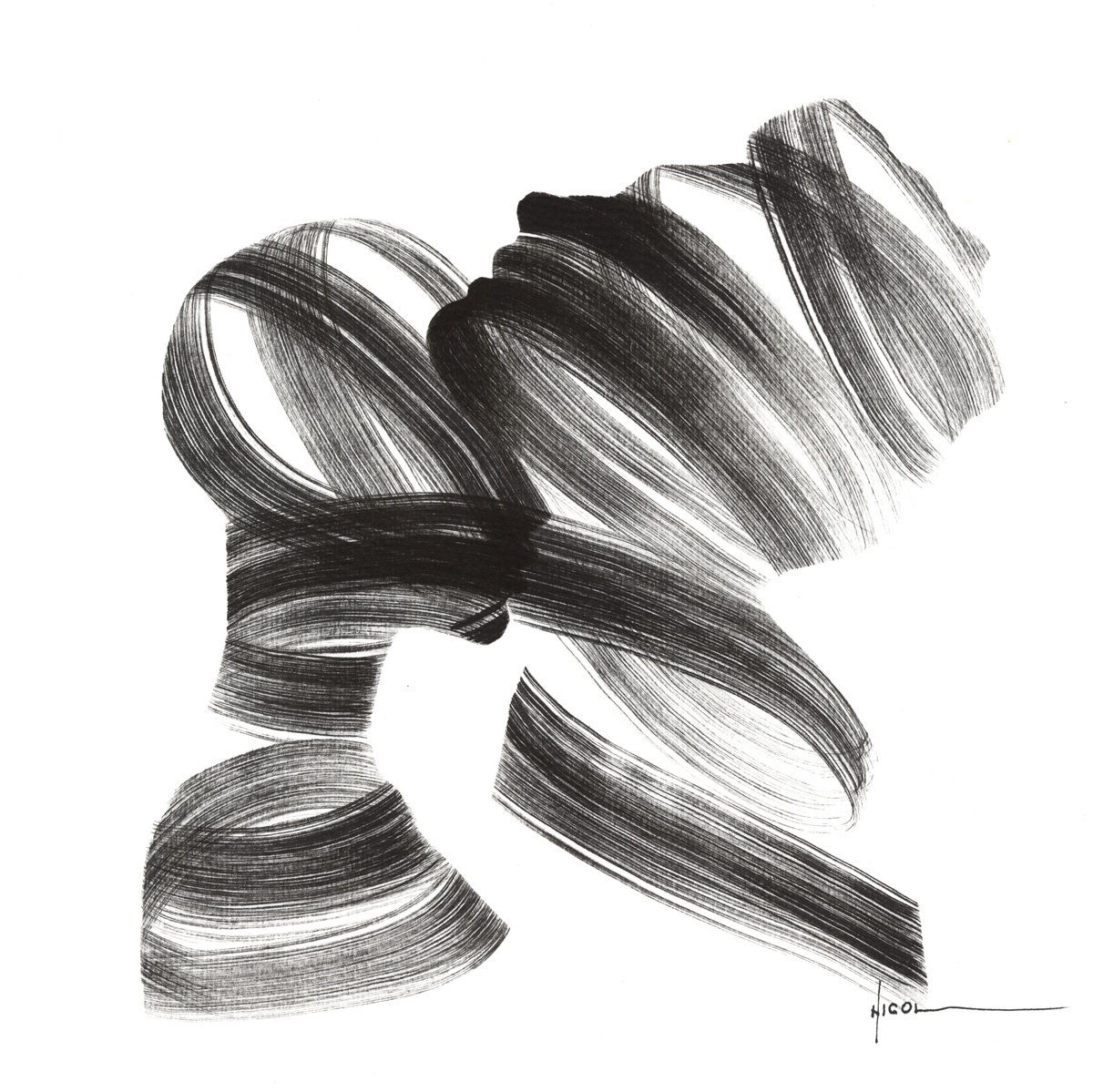 Expressive Ink Drawing , Fractured Stillness By Nicol Vacaru, 11 X 11, Artwork For Sale On Artfinder