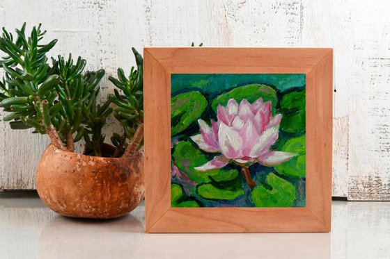 Lotus Flower Painting Water Lily Artwork Small Floral Wall Art