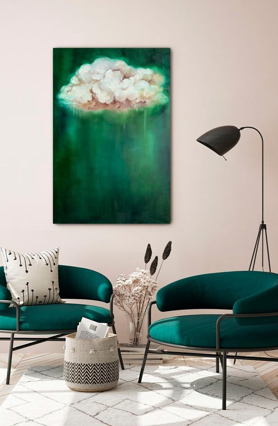 Abstract Green Cloud Modern Minimalist Nature