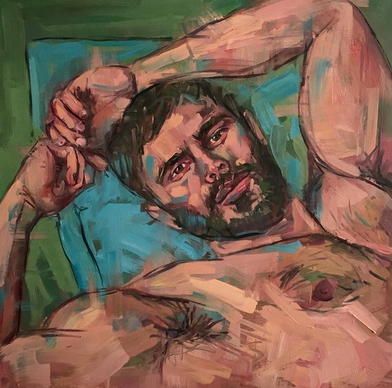 Nude Male Figure Naked Man Gay Oil Painting Oil Painting By Emmanouil