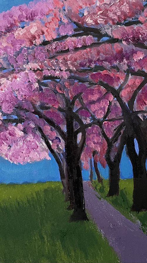 'Cherry trees, Edinburgh Meadows' by Stephen Howard Harrison