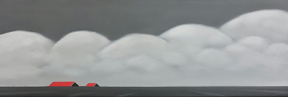Impressionistic Landscape Acrylic Painting By Nelly Van Nieuwenhuijzen, 35 X 12", Polder In Zeeland (June), Original Artwork