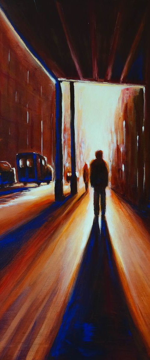 Walk to sun - Sunset Light New York Cityscape People Streets Gift by Danijela Dan