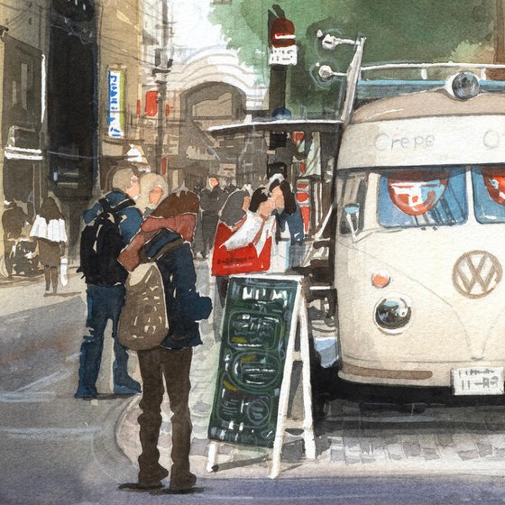 Sanjo Street Food Van 2013 30x40cm Watercolor
