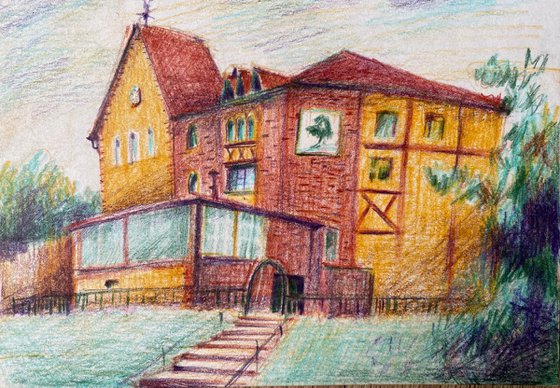 Gingerbread House - pencil drawing