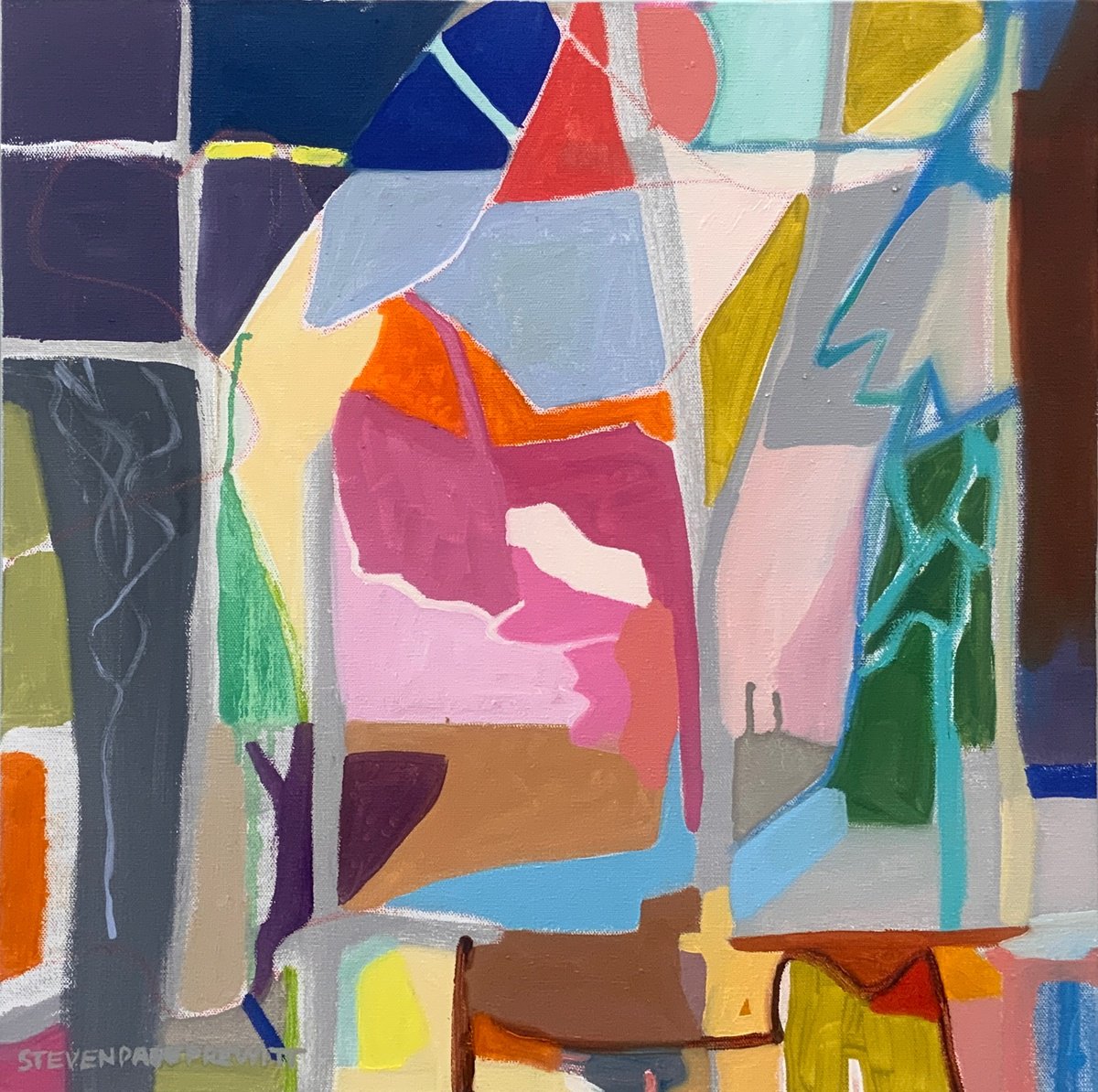 Impressionistic Abstract Oil Painting By Steven Page Prewitt, 20 X 20", The Weather We Waited For 71, Original Artwork