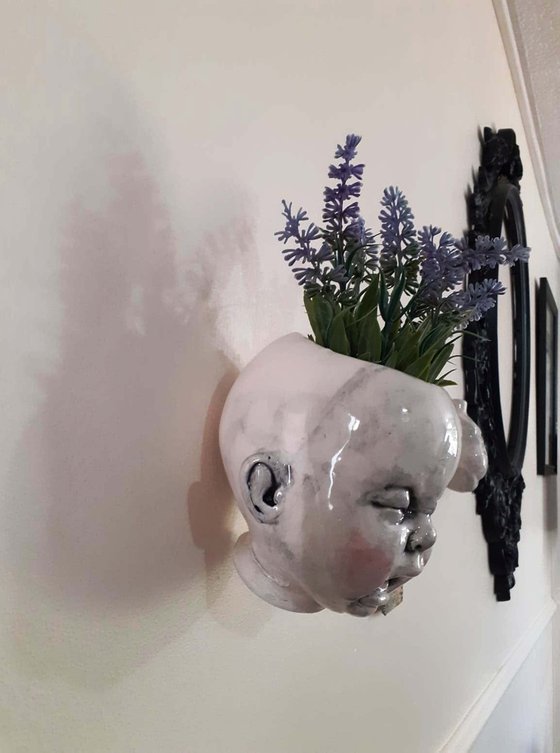 Ceramic baby head planter