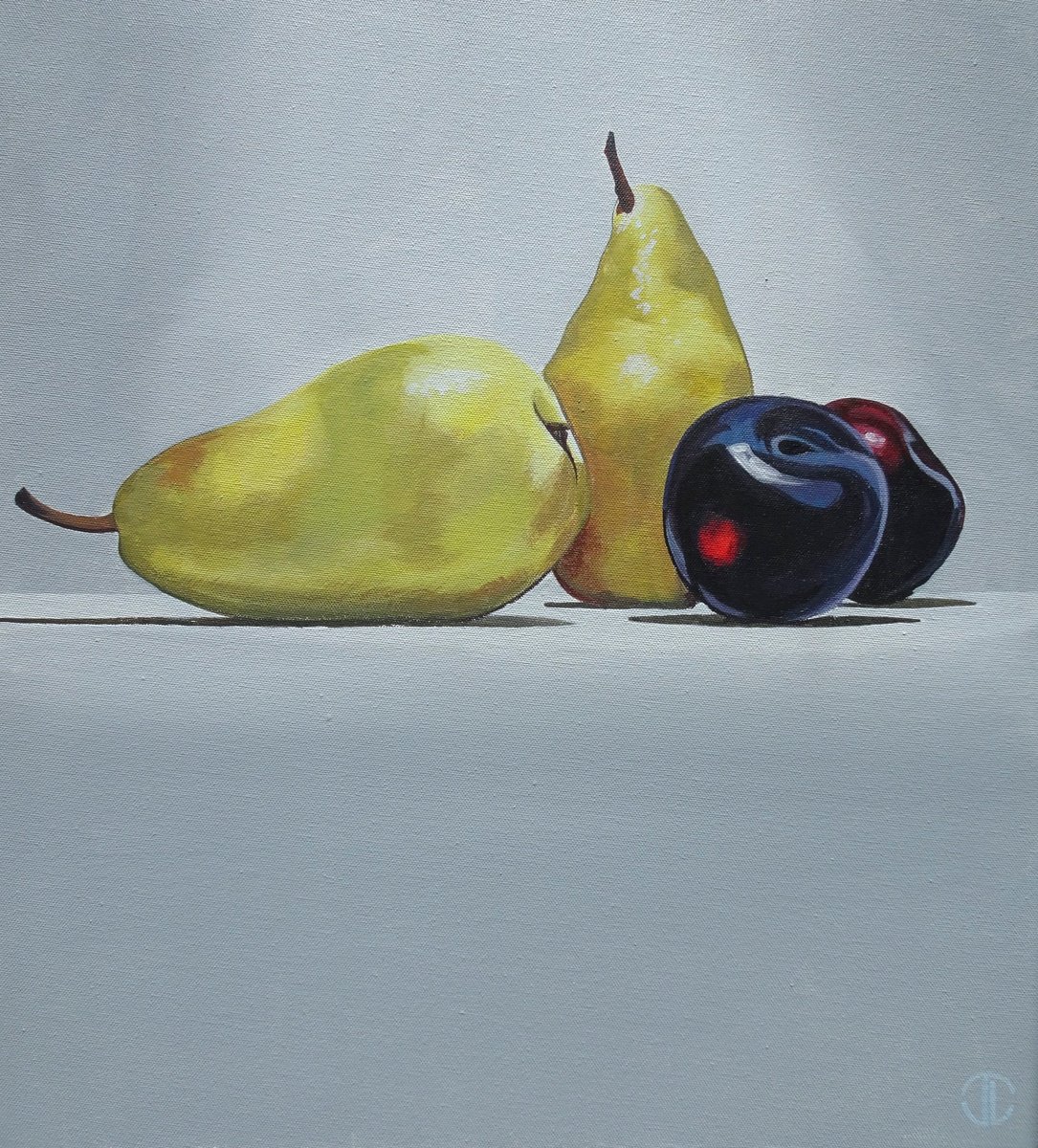 Still Life Pears And Plums by Joseph Lynch