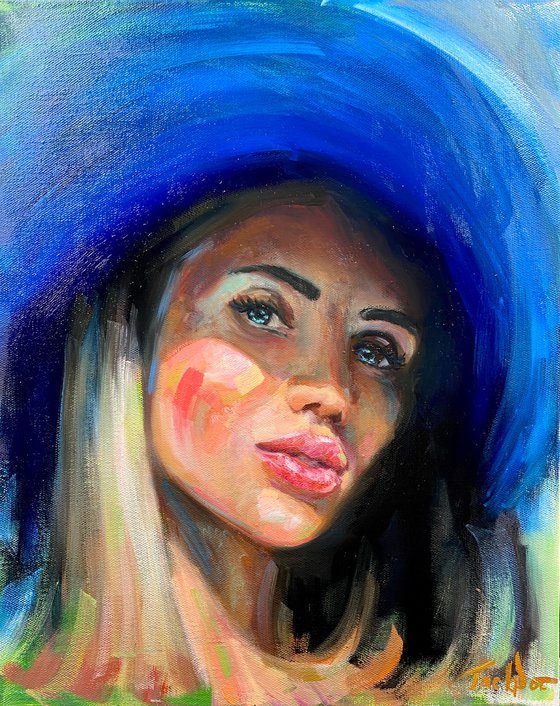Oil portrait face woman painting canvas art Original wall art by Evgeny  JackPot Oil painting by Evgeny Potapkin