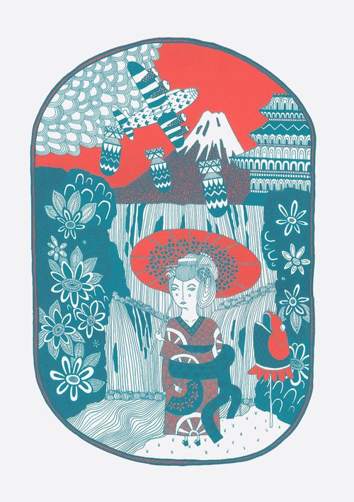 Memoirs Of A Geisha - Limited Edition of 30 Signed Two Colour Screen Print by David Horgan