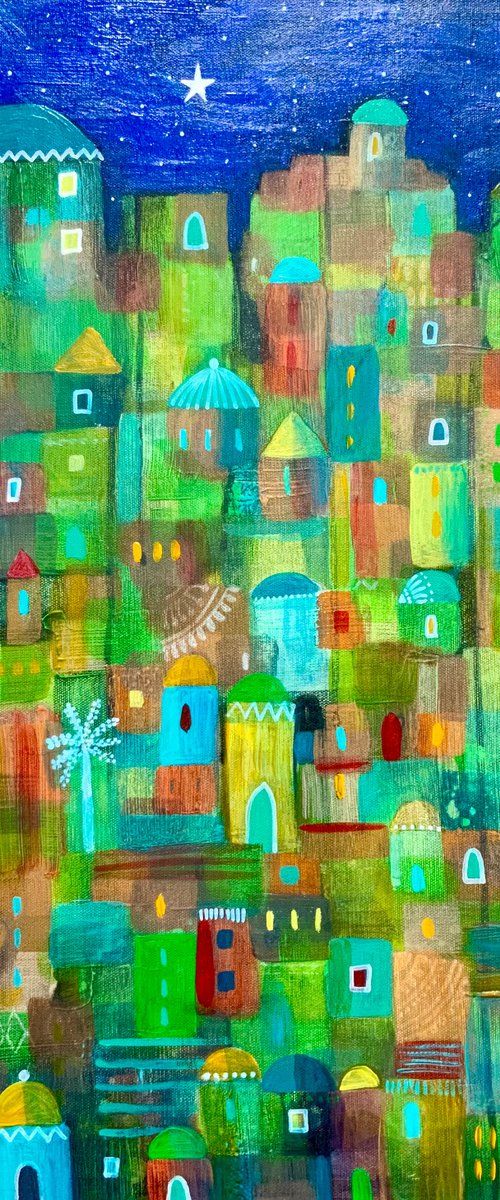 Eastern City, abstract painting, cityscape by Janice MacDougall