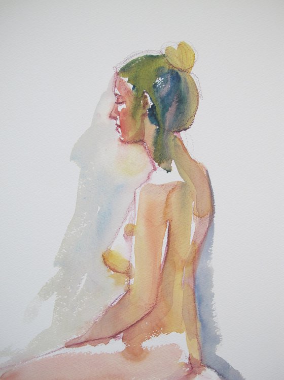 seated female nude
