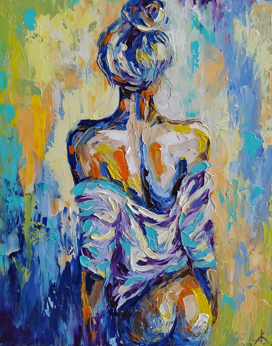 Morning time -  nude, erotic, body, woman, woman body, oil painting, a gift for him, gift for man, nu