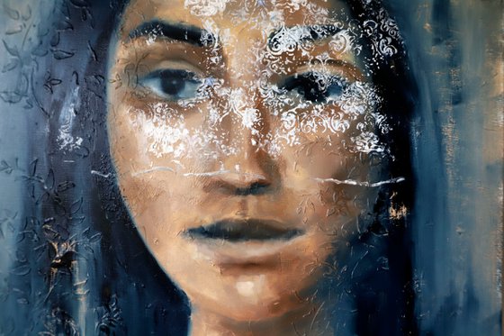 Abstract portrait of woman oil painting