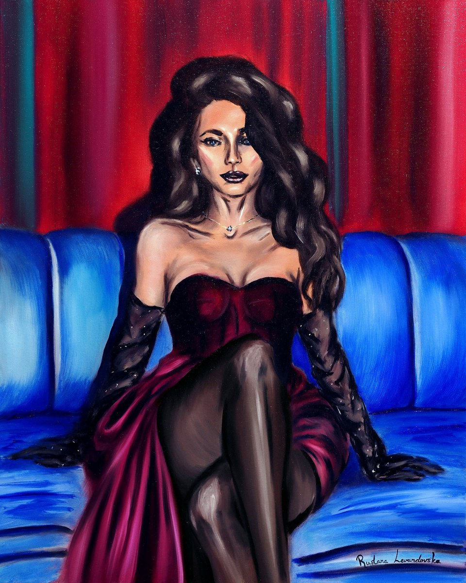 Impressionistic Portrait Oil Painting By Ruslana Levandovska, 24 X 30", Midnight Glamour, Original Artwork