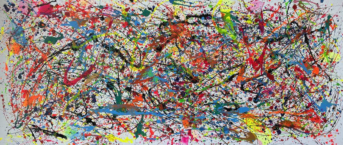 Abstract Acrylic Painting By Juan Jose Garay, 71 X 28", Multicoloredvibration, Original Artwork