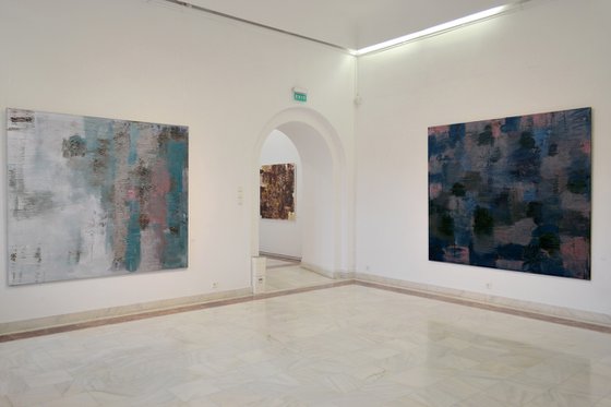 Textured large painting blue
