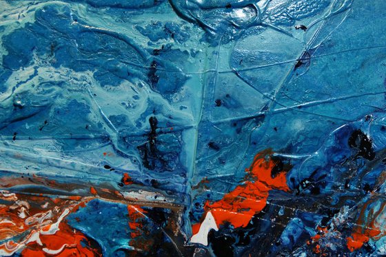 Aqua Duct 190cm x 100cm Blue Orange Abstract Art