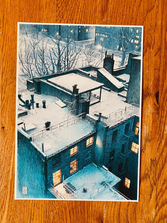 Winter Rooftops - A3 limited edition Giclee print