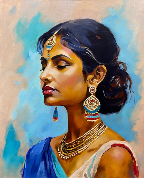 Indian woman portrait 2 by Elvira Sultanova