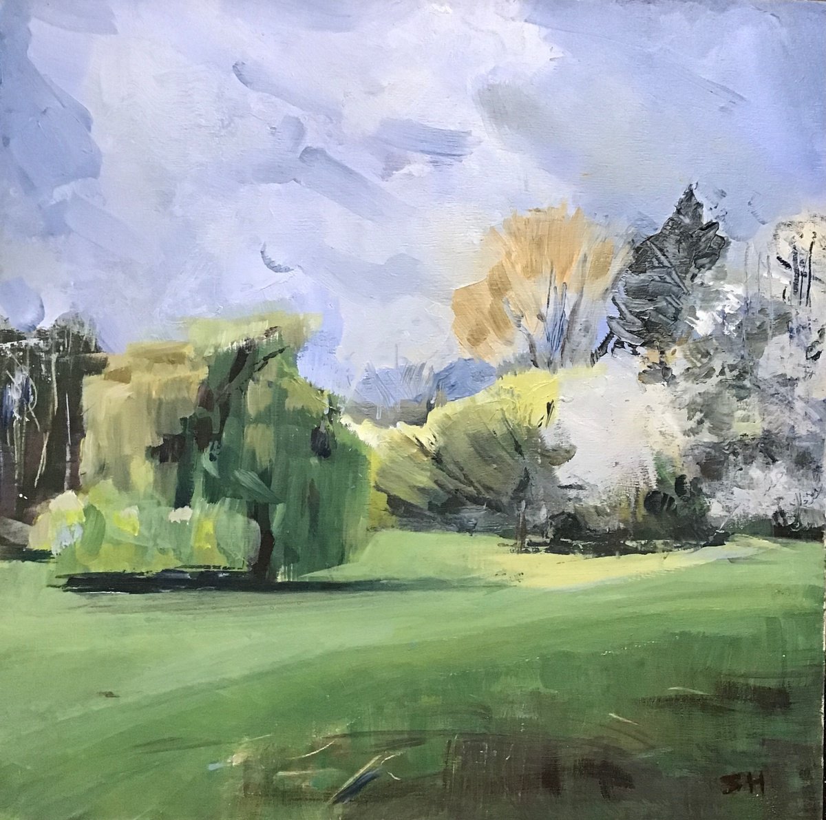 Impressionistic Landscape Oil Painting By Sandra Haney, 12 X 12", May, Original Artwork