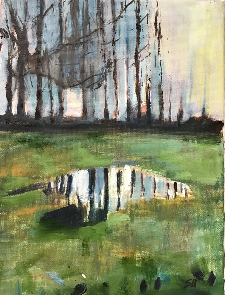 Expressive Oil Painting , Puddle By Sandra Haney, 9 X 12, Artwork For Sale On Artfinder