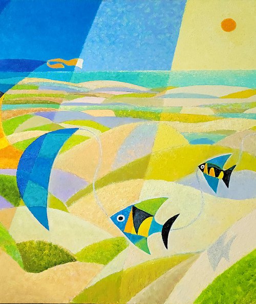 Kite Flying Over Dunes by Vadim Vaskovsky