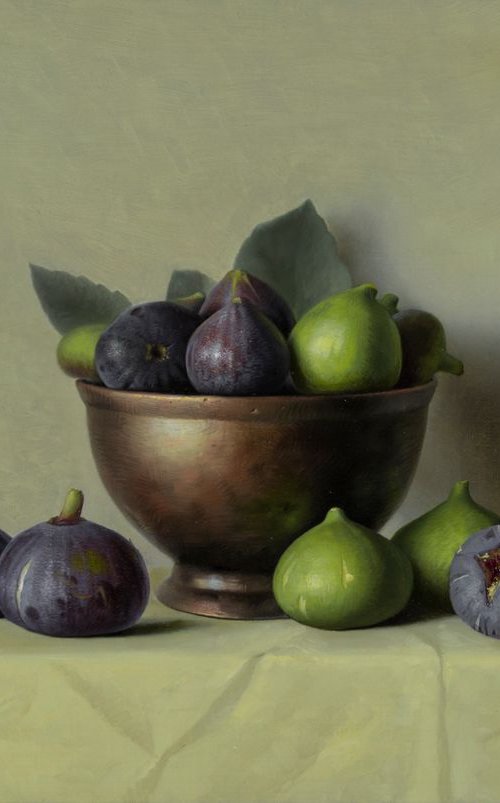 Figs, 40x60cm, oil on canvas, 2018, original still life by Davit Davtyan