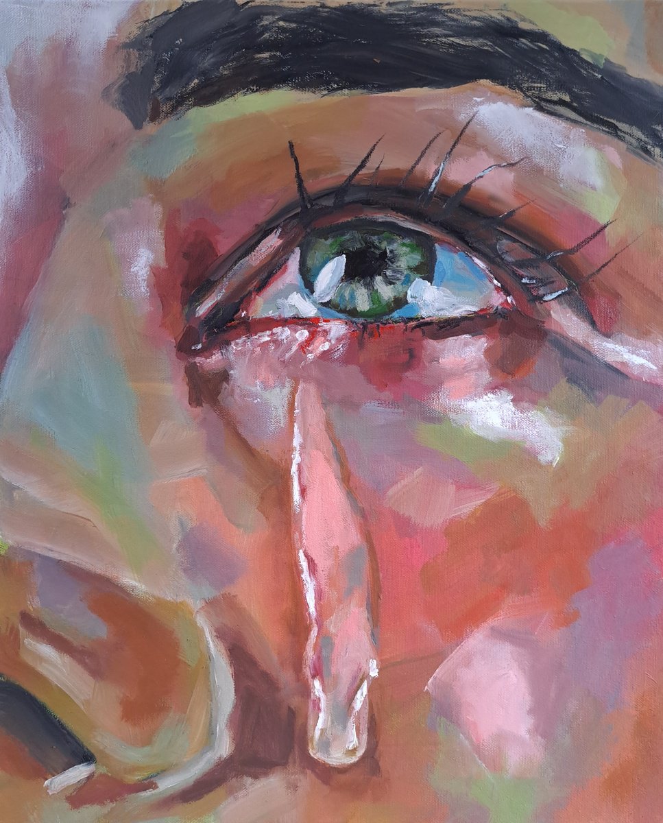 Expressive Portrait Oil Painting By Lee Jenkinson, 18 X 22", Eyecatcher, Original Artwork