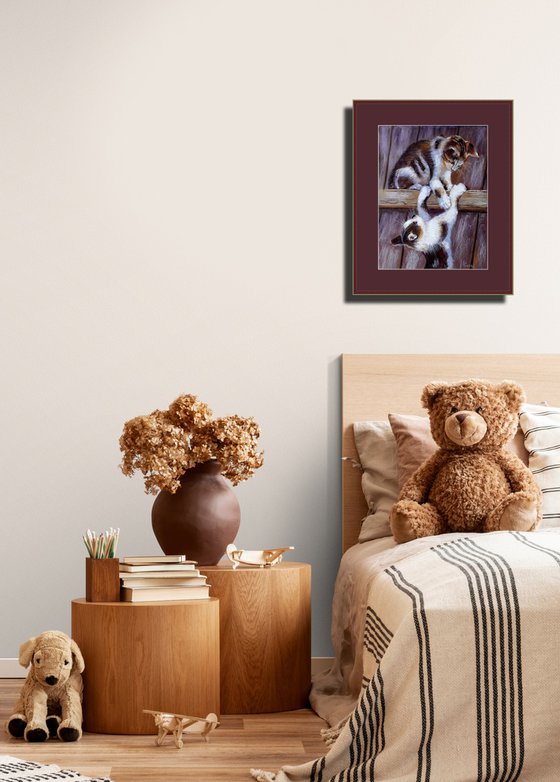 Playful Kittens on the Fence