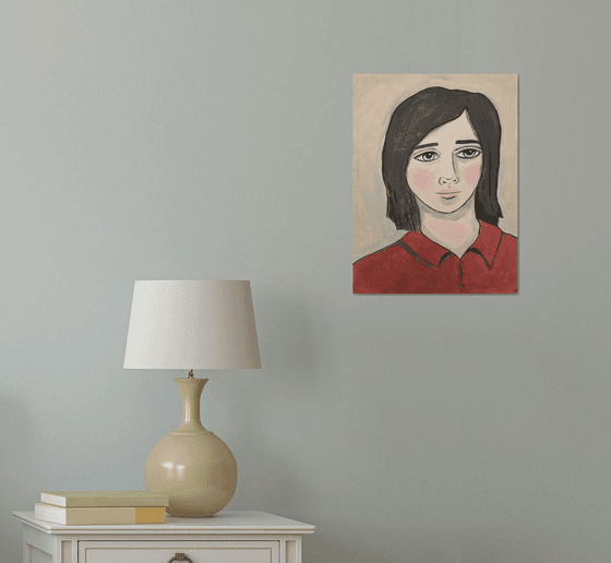 Portrait in Red Shirt-16x12 in