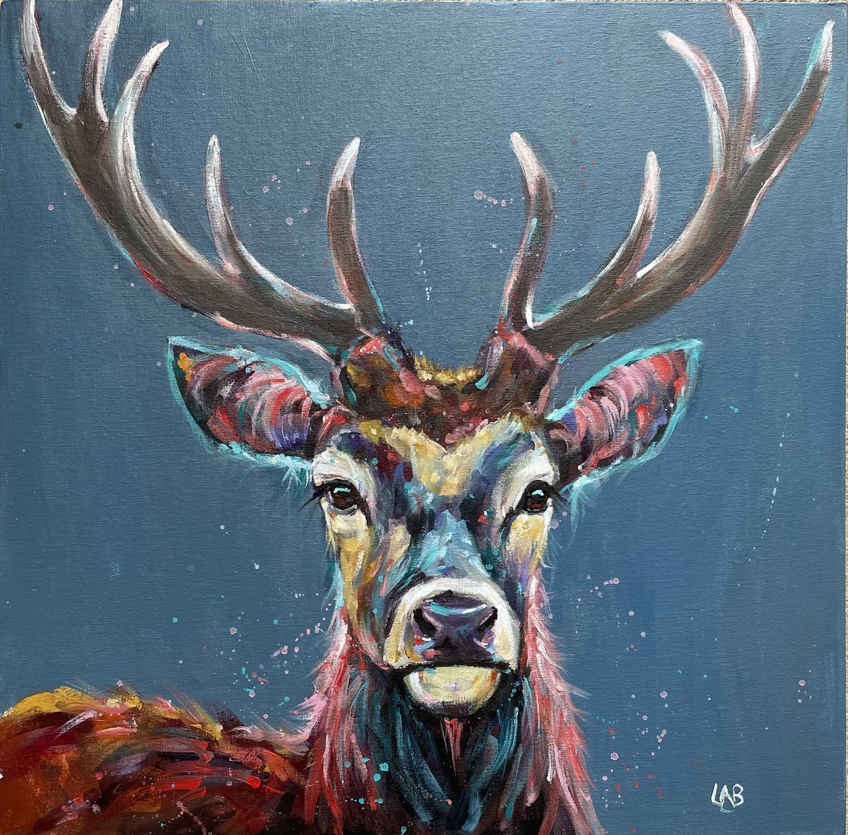 Stanley Stag By Louise Brown, 20 X 20, Artwork For Sale On Artfinder