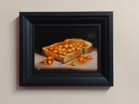 Beans on toast  still life