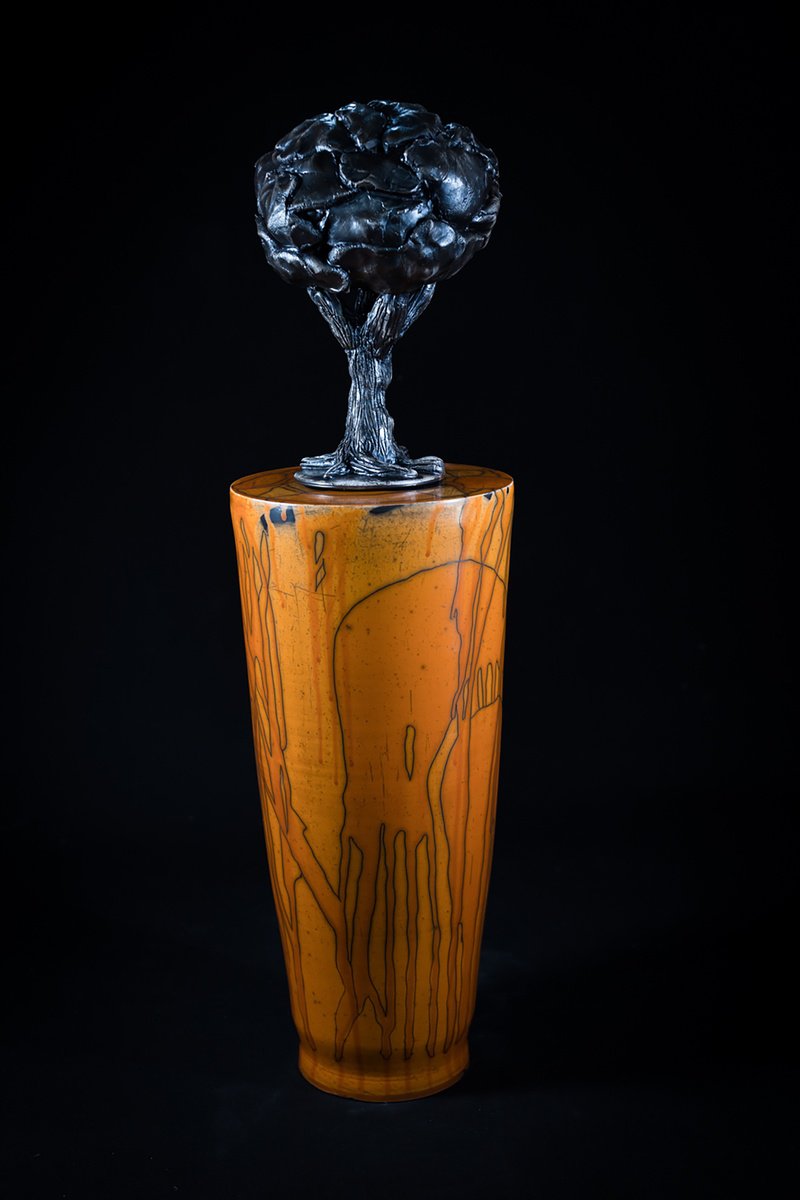 Organic Abstract Clay Sculpture By Inaki San, 7 X 27, Holm Oak In Silence 3, Original Artwork