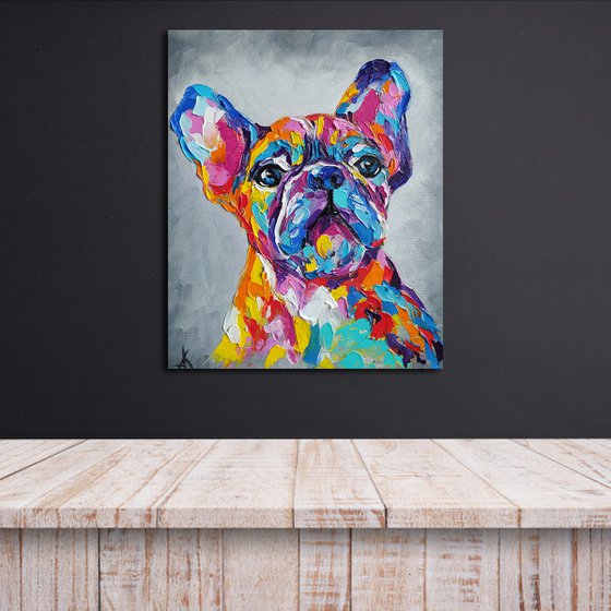 French Bulldog - dog, animals, oil painting, French Bulldog oil painting, pet, pet oil painting, gift, animals art, bulldog